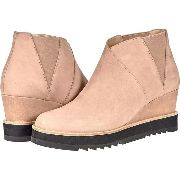Eileen Fisher Boots Caddy Nubuck Leather Wedge Booties